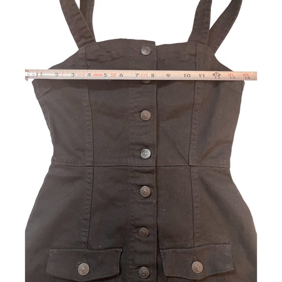 NWOT Divided H&M XXS Black Denim Button Up Short Sheath Dress Stretch & Fitted - Picture 7 of 11